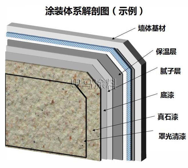 外墙真石漆施工解剖图-粤马